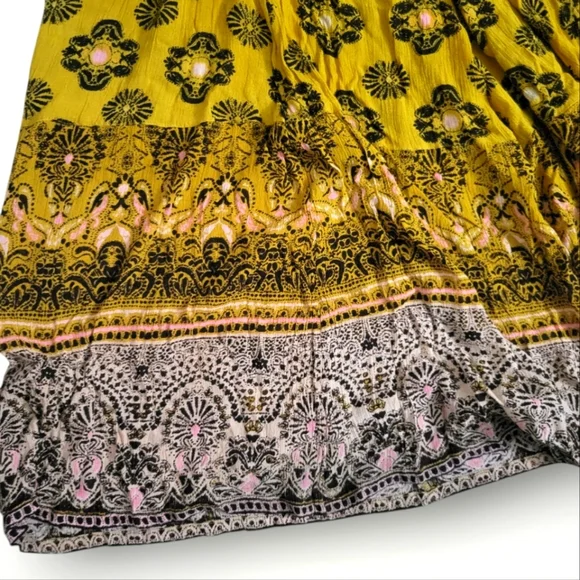 Free People Maribelle Cut-Out Jumpsuit Size Medium Yellow Bohemian Paisley - Picture 6 of 12